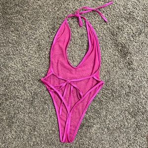 Hot Pink Mesh Bodysuit / OS